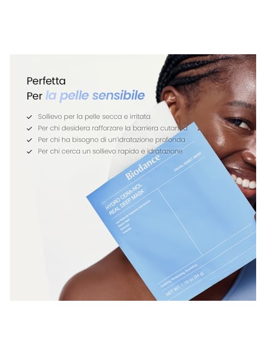 Biodance Set di maschere viso rigeneranti al caviale PDRN Real Deep Mask 4 x 34 g donna