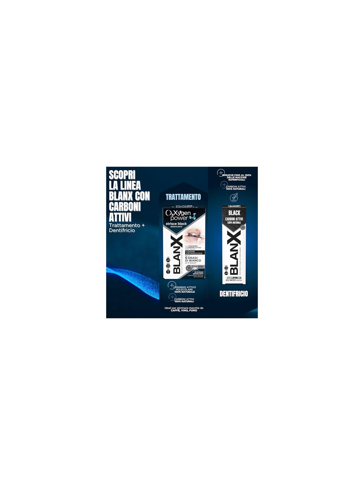 BlanX Strisce sbiancanti per denti Oxygen Power Black Whitening Strips, 10 pezzi unisex