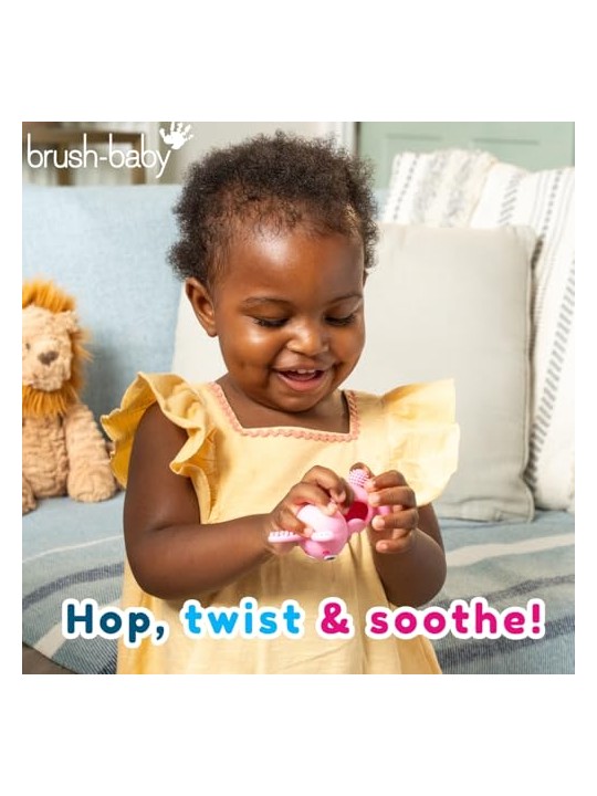 Brush baby Giocattolo massaggiagengive Bobbie Bunny per bambini piccoli, rosa.