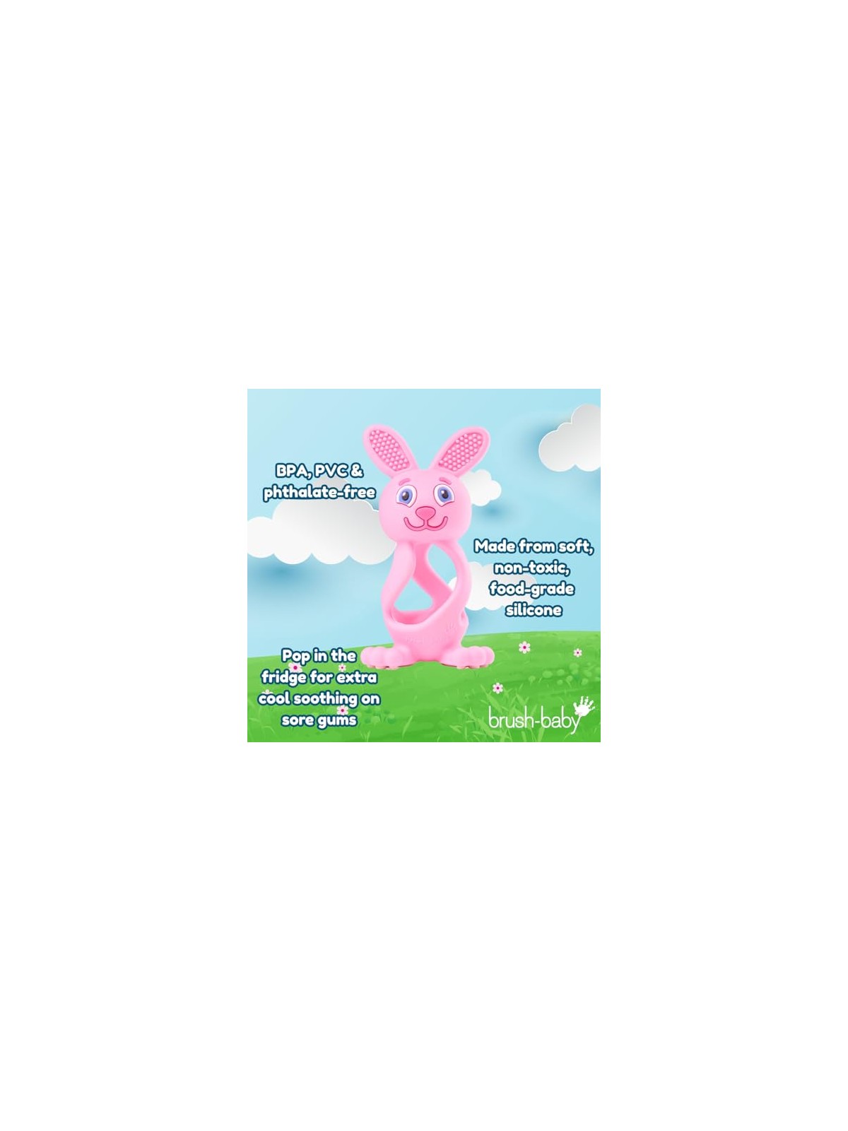 Brush baby Giocattolo massaggiagengive Bobbie Bunny per bambini piccoli, rosa.