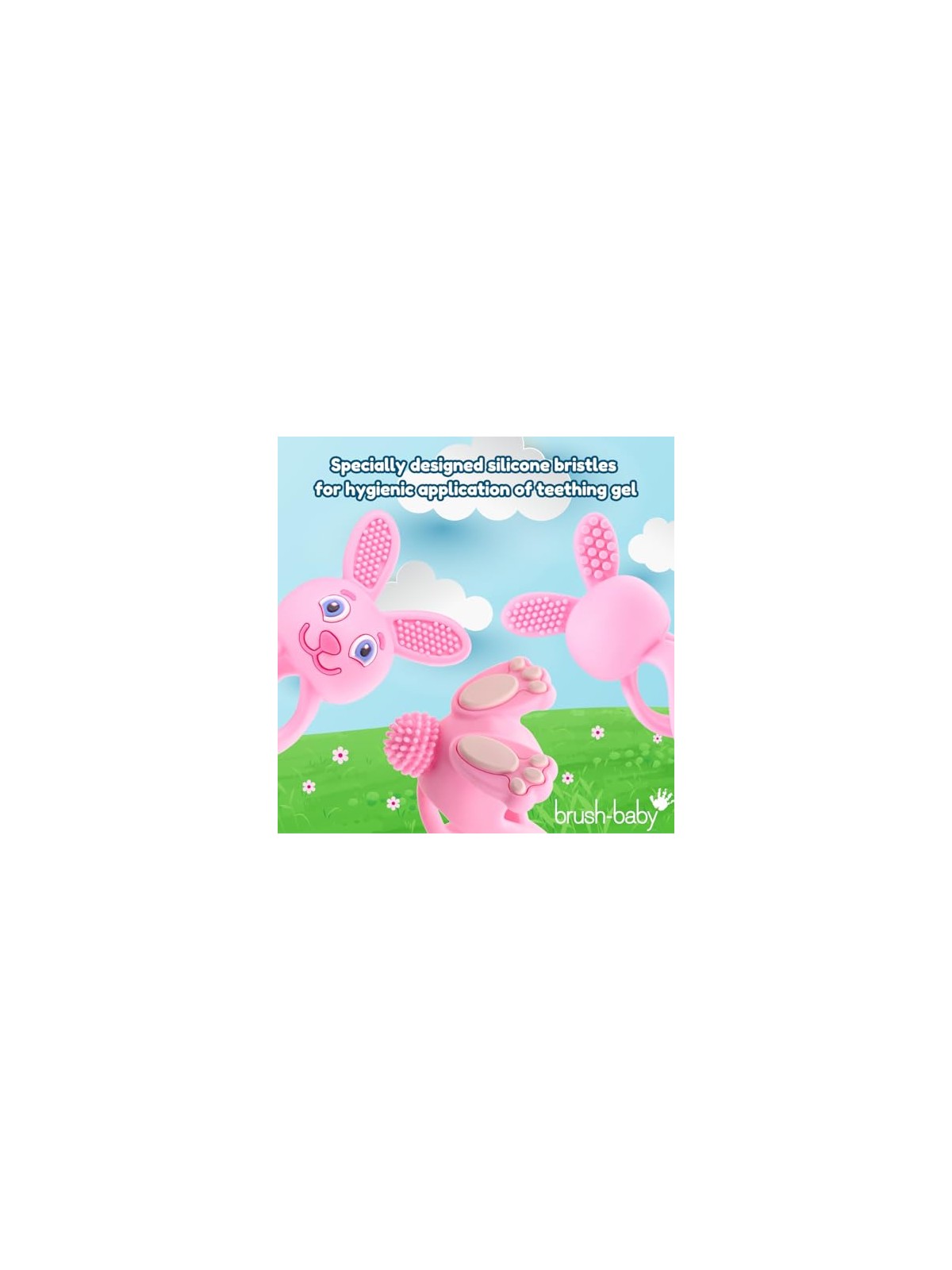 Brush baby Giocattolo massaggiagengive Bobbie Bunny per bambini piccoli, rosa.