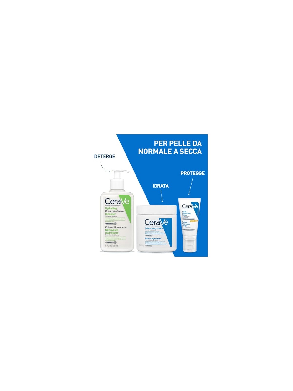 Cerave Crema detergente idratante in schiuma 473ml donna