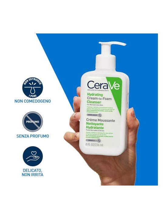 Cerave Crema detergente idratante in schiuma 473ml donna