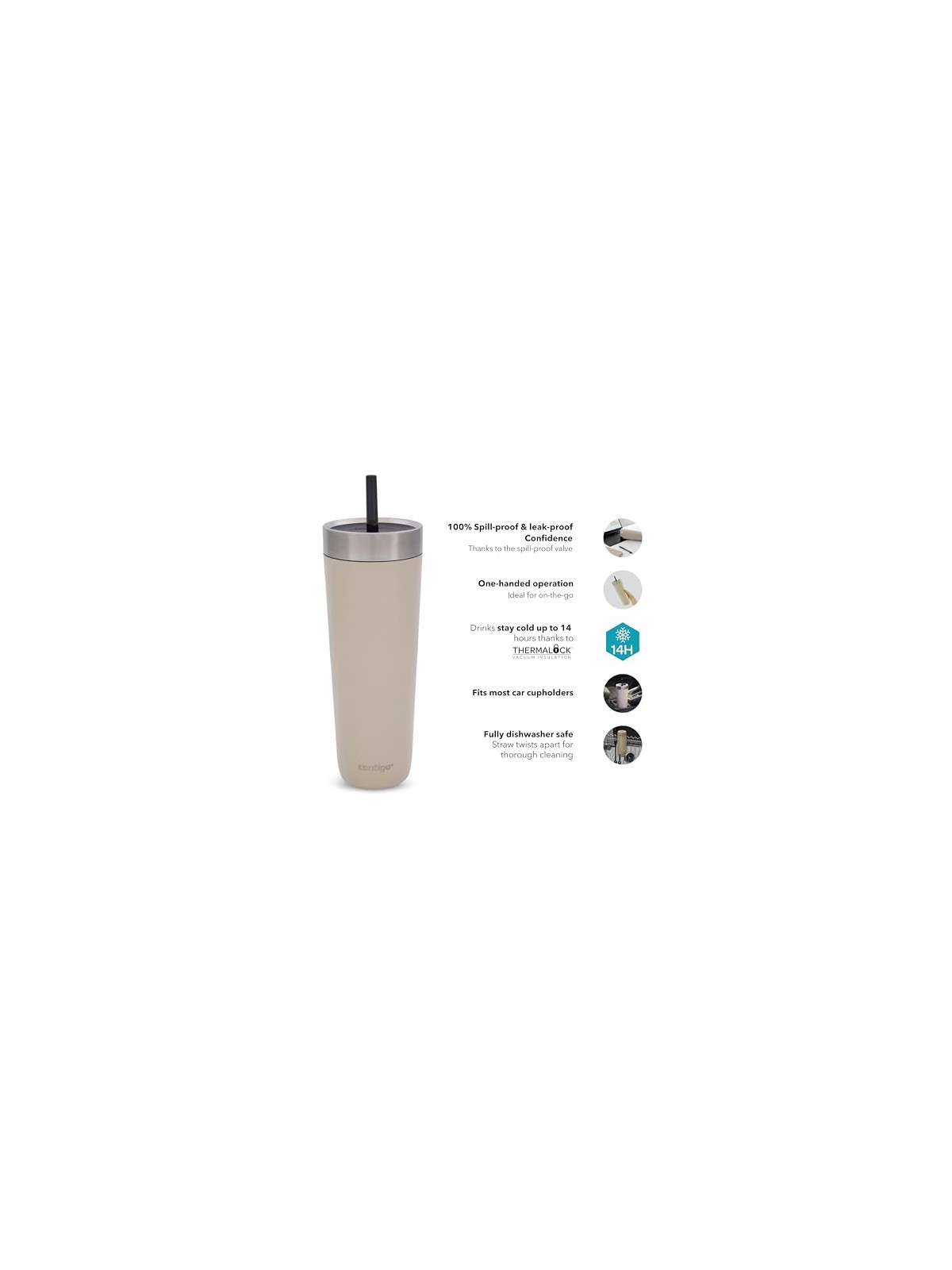 Contigo Bicchiere antigoccia Luxe - Marrone chiaro 720 ml unisex