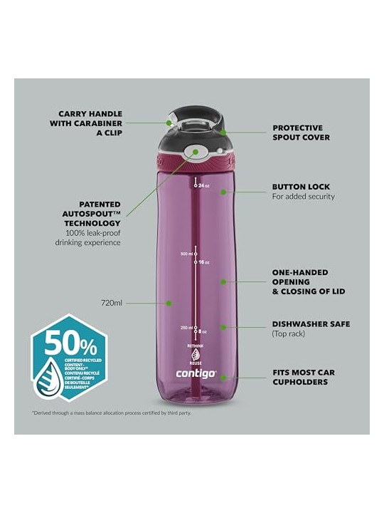 Contigo Bottiglia per bevande al frutto della passione Ashland - Viola 720 ml unisex