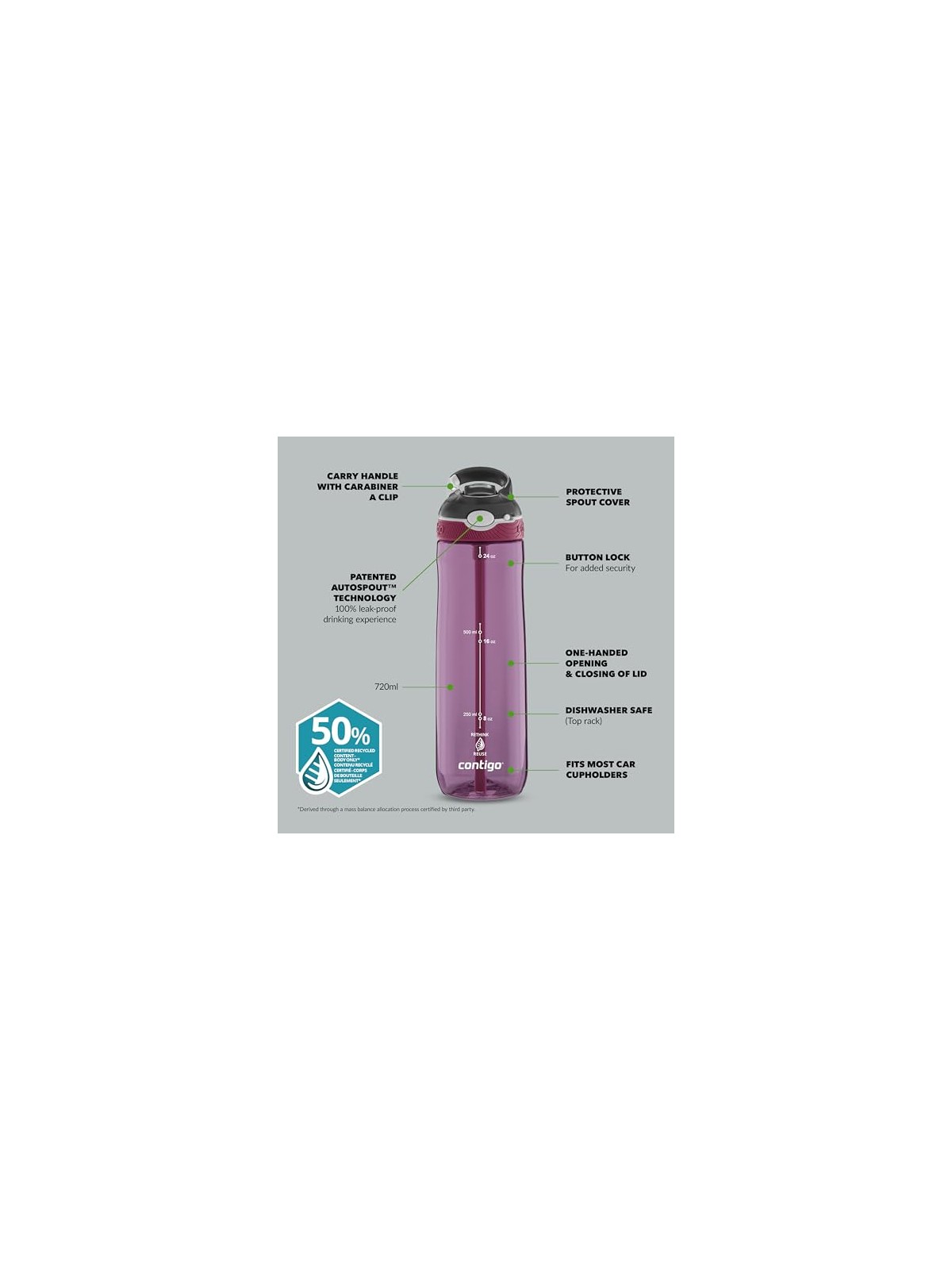 Contigo Bottiglia per bevande al frutto della passione Ashland - Viola 720 ml unisex