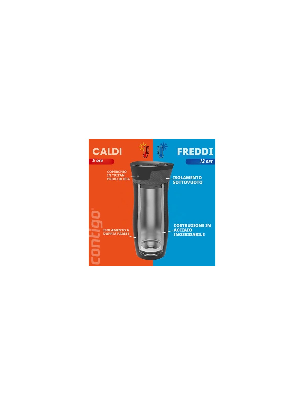 Contigo Tazza termica West Loop - Grigia 470 ml unisex