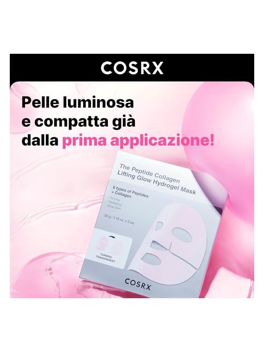 COSRX Set di maschere viso Lifting Glow Hydrogel Mask 3 x 34 g donna