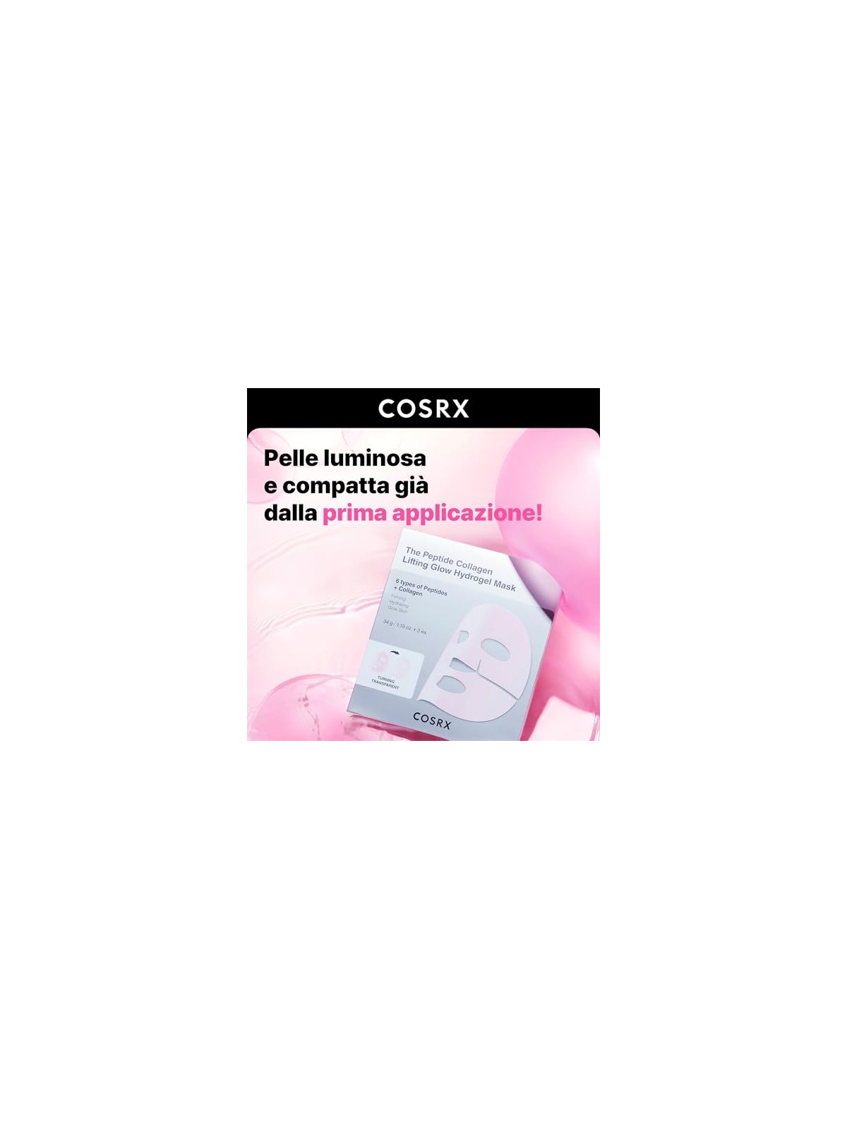 COSRX Set di maschere viso Lifting Glow Hydrogel Mask 3 x 34 g donna