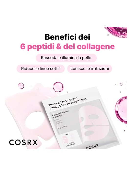 COSRX Set di maschere viso Lifting Glow Hydrogel Mask 3 x 34 g donna