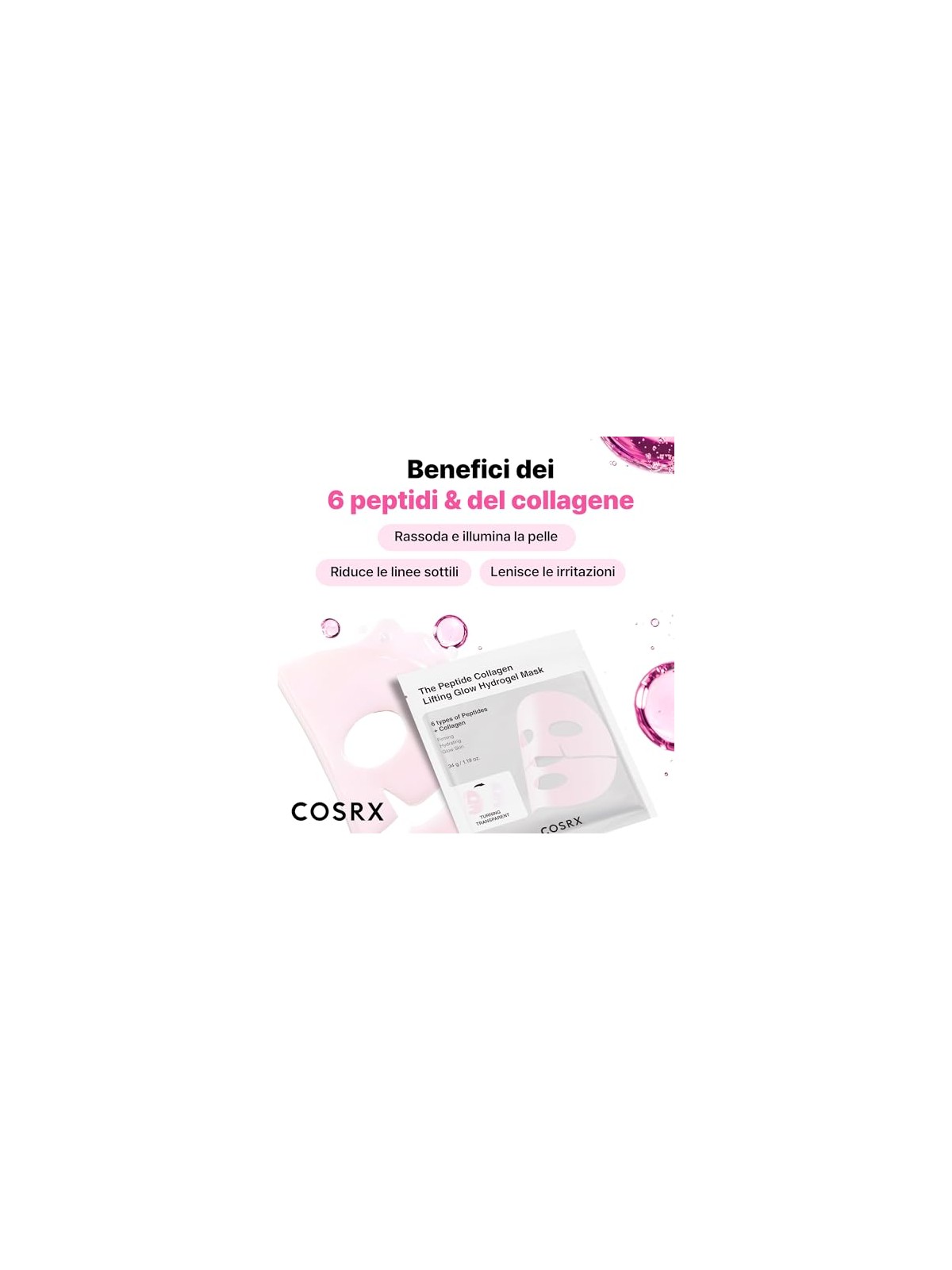 COSRX Set di maschere viso Lifting Glow Hydrogel Mask 3 x 34 g donna