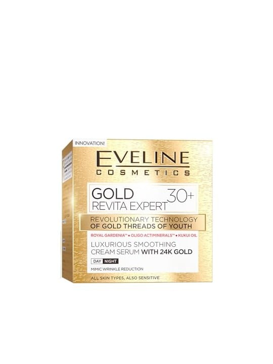 Eveline Gold Revita Expert 30+, lussuoso siero-crema giorno/notte all'oro 24 carati, 50ml