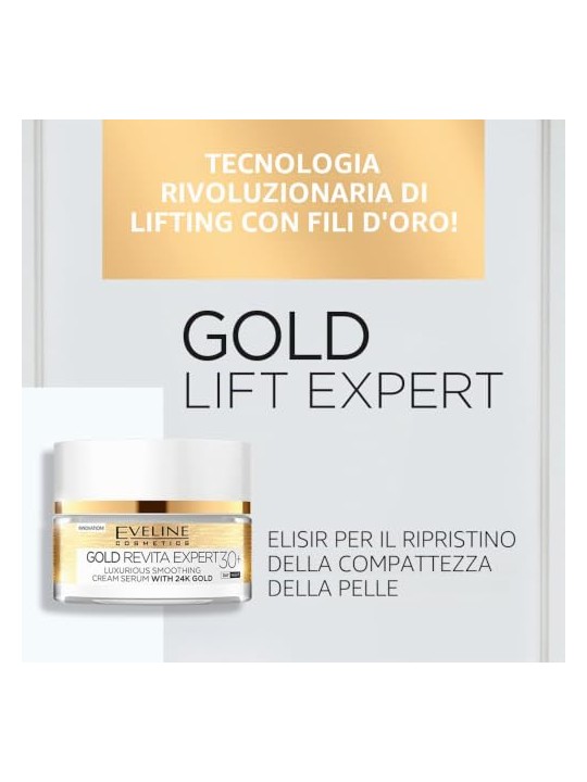 Eveline Gold Revita Expert 30+, lussuoso siero-crema giorno/notte all'oro 24 carati, 50ml