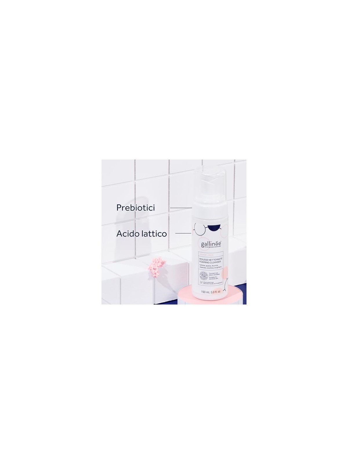 Gallinee Microbiome Skincare Prebiotici e Postbiotici Schiuma Detergente Purificante 50ml