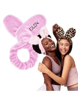 Glov Fascia per capelli con orecchie da coniglio 2in1 Rosa