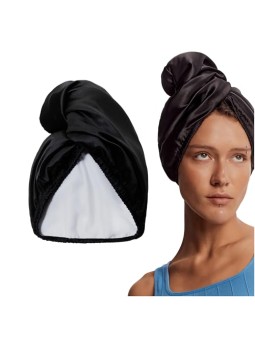 Glov Hair Wrap Satine turbante satinato per capelli Nero