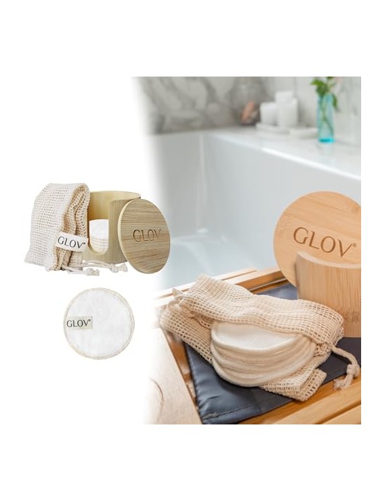 Glov SET Bamboleo: 7 fogli di bambù + 1 retina per lavare + 1 organizer in bambù