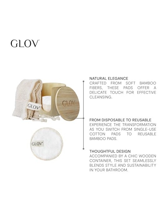 Glov SET Bamboleo: 7 fogli di bambù + 1 retina per lavare + 1 organizer in bambù