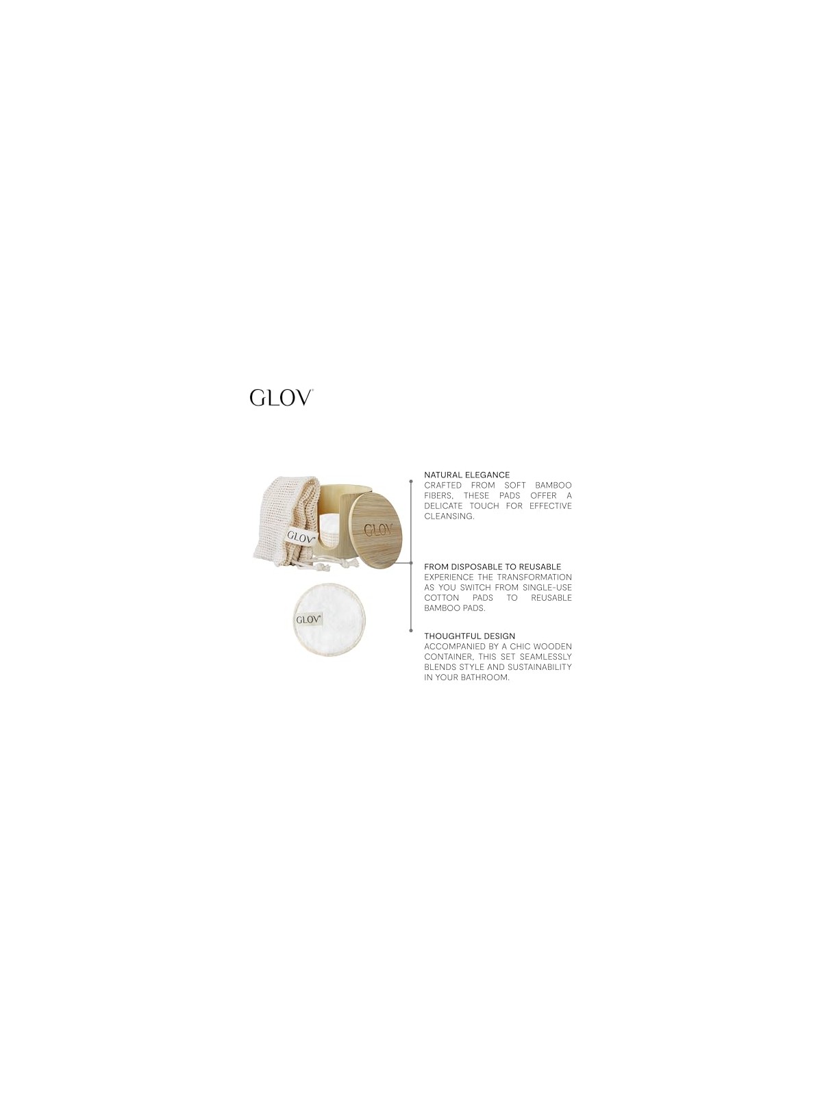 Glov SET Bamboleo: 7 fogli di bambù + 1 retina per lavare + 1 organizer in bambù