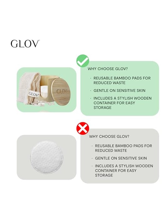 Glov SET Bamboleo: 7 fogli di bambù + 1 retina per lavare + 1 organizer in bambù