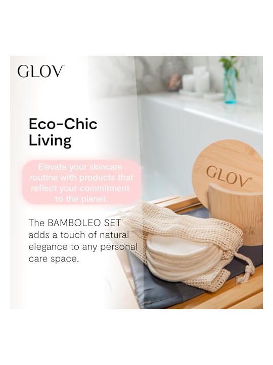 Glov SET Bamboleo: 7 fogli di bambù + 1 retina per lavare + 1 organizer in bambù