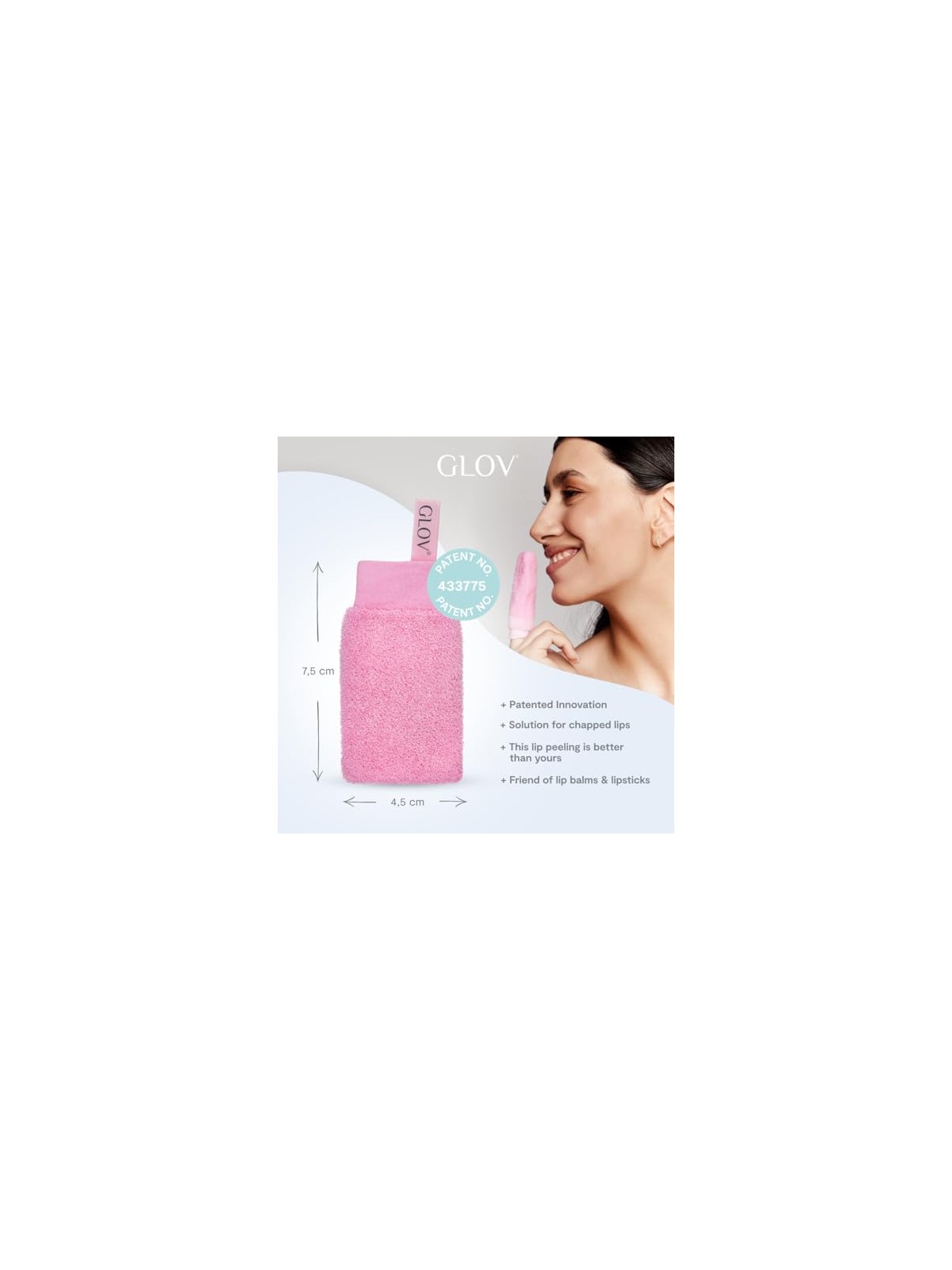 Glov SET Velvet Lips & Ever Clear Skin Scrubex guanto esfoliante per labbra + Cuscinetti cardiaci maneggabili dischetti viso