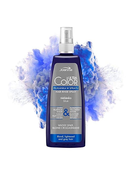 Joanna Ultra Color System Hair Rinse Spray Blue Per capelli biondi grigi e schiariti spray rinse for bright blonde and