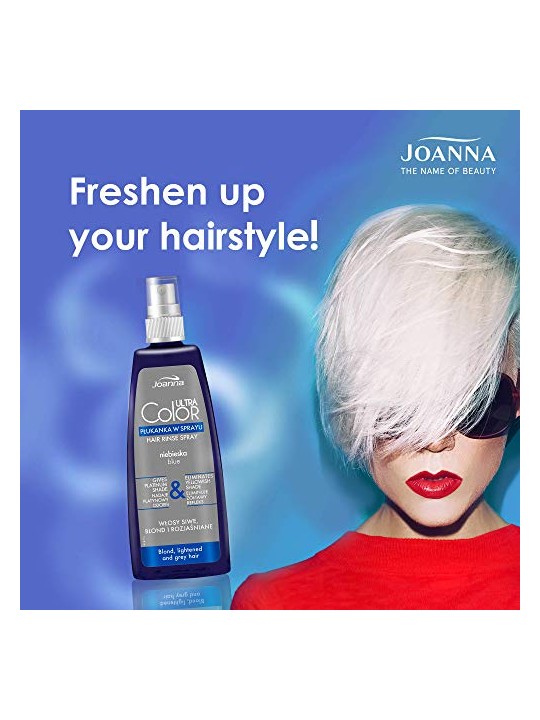 Joanna Ultra Color System Hair Rinse Spray Blue Per capelli biondi grigi e schiariti spray rinse for bright blonde and