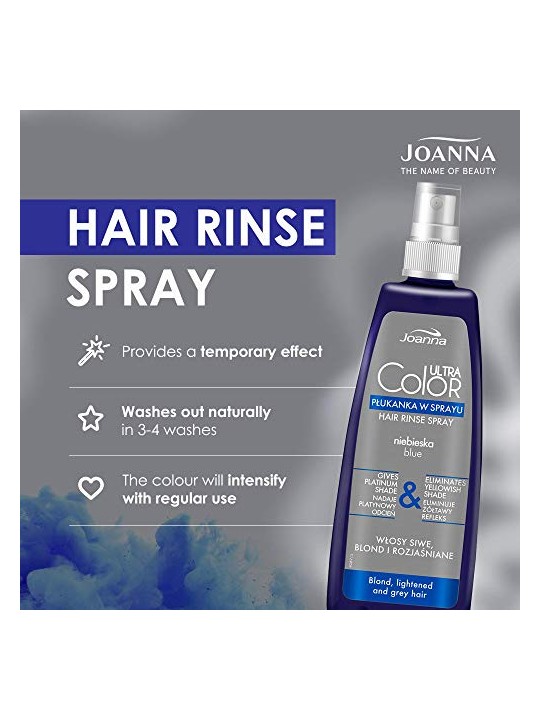 Joanna Ultra Color System Hair Rinse Spray Blue Per capelli biondi grigi e schiariti spray rinse for bright blonde and