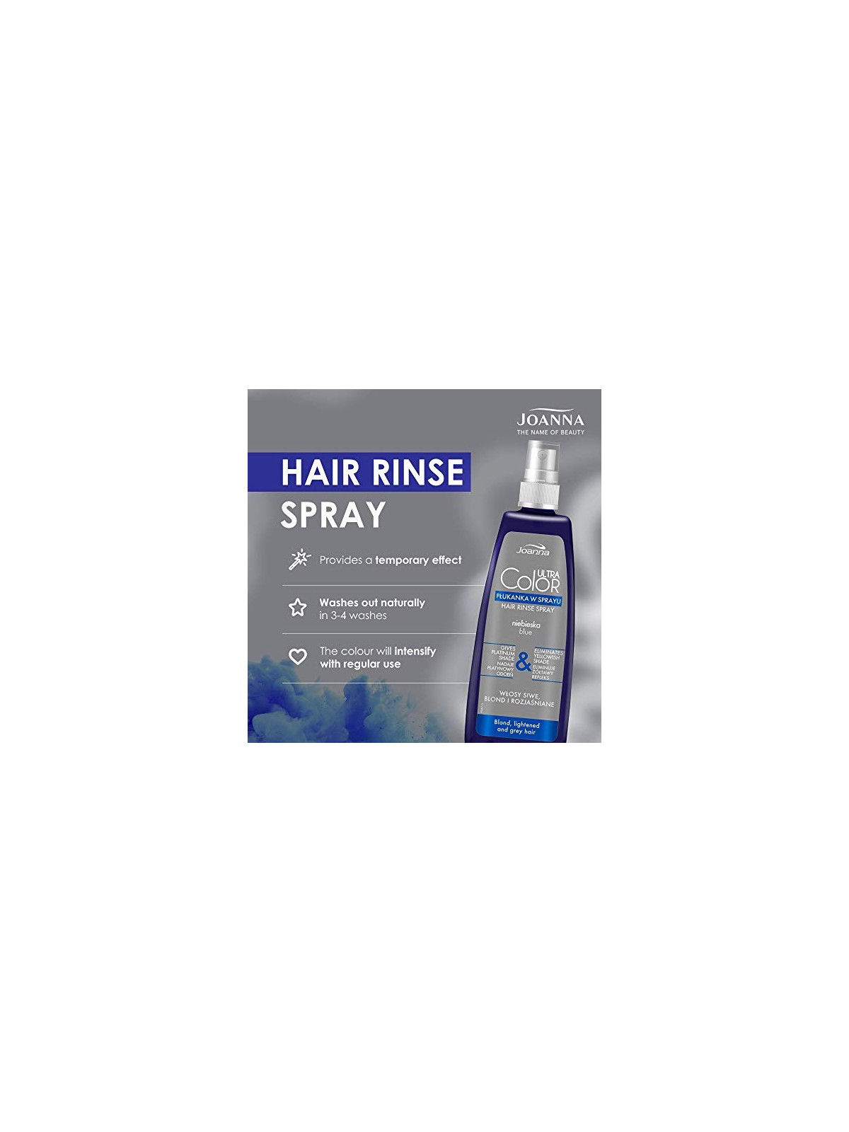 Joanna Ultra Color System Hair Rinse Spray Blue Per capelli biondi grigi e schiariti spray rinse for bright blonde and