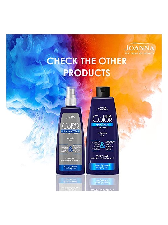 Joanna Ultra Color System Hair Rinse Spray Blue Per capelli biondi grigi e schiariti spray rinse for bright blonde and