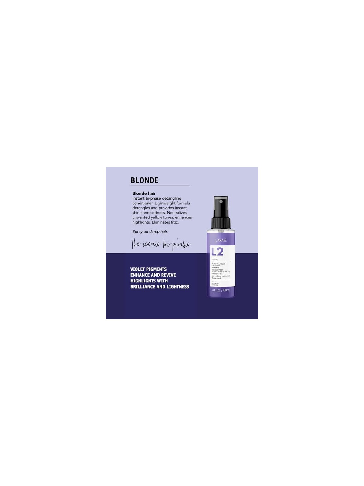 Lakme L2 Blonde balsamo bifasico per capelli biondo e grigio 100ml