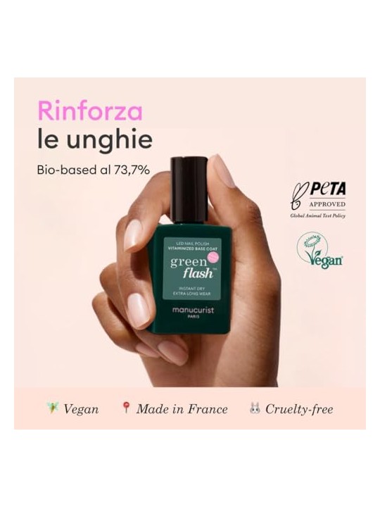 Manucurist Base per unghie in gel LED con resina naturale di canna da zucchero Green Flash 15ml