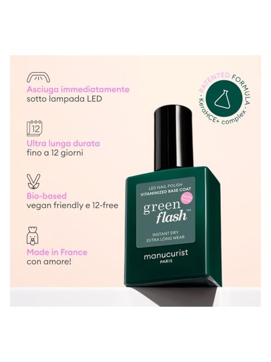 Manucurist Base per unghie in gel LED con resina naturale di canna da zucchero Green Flash 15ml