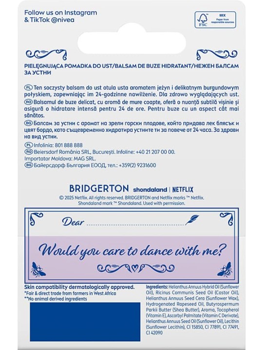 Nivea Bridgerton Edition balsamo nutriente per labbra Blueberry Pie 4