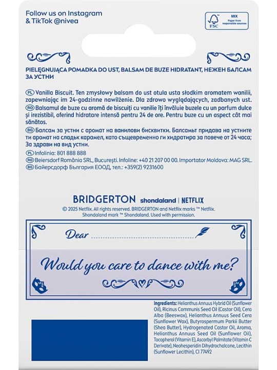 Nivea Bridgerton Edition Caring Balsam Per Labbra Biscotto alla vaniglia 4