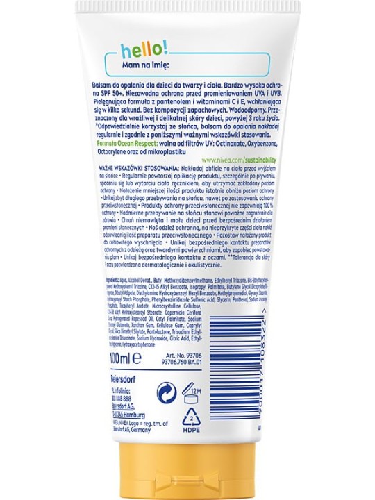 Nivea Crema protettiva quotidiana Sun Kids UV Protect per bambini SPF50+ 100ml