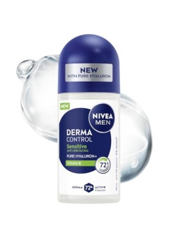 Nivea Deodorante antitraspirante roll-on Derma Control Sensitive per uomo, 50ml