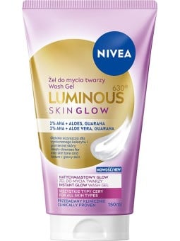 Nivea Gel detergente viso Luminous 630 Skin Glow con aloe e guaranà 150ml