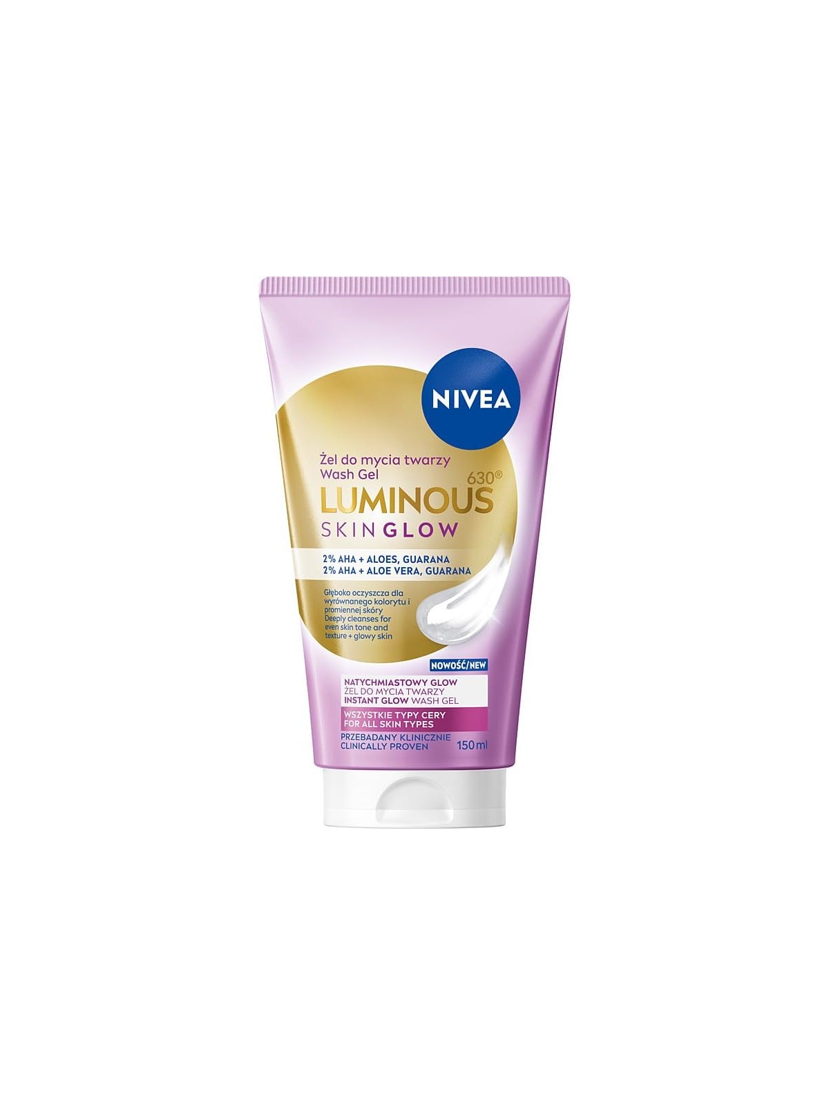 Nivea Gel detergente viso Luminous 630 Skin Glow con aloe e guaranà 150ml