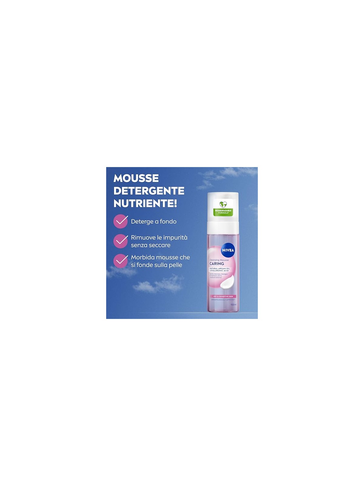 Nivea Mousse detergente, schiuma delicata detergente all'estratto di mandorla 150ml