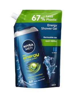 Nivea Ricarica di gel doccia Men Energy 3in1 per 500ml per uomo.