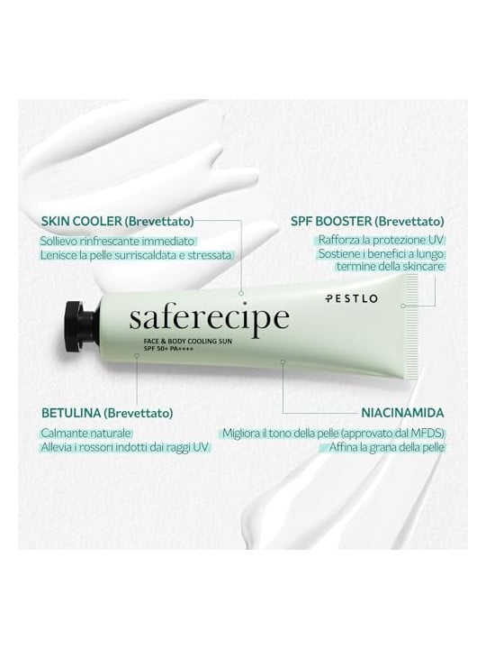 Pestelo Saferecipe Crema idratante rinfrescante per viso e corpo uso quotidiano SPF 50+ 100ml