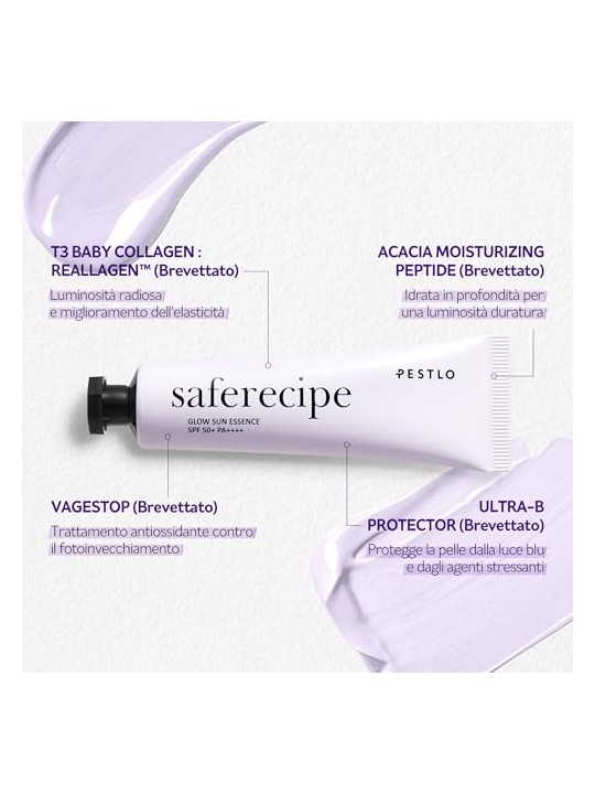Pestelo Saferecipe Glow Sun Essence Crema Idratante Viso SPF50+ PA++++ 50ml