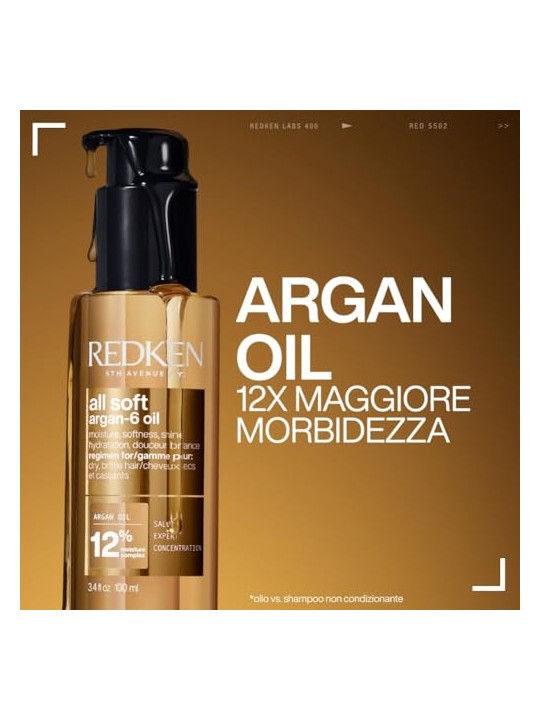 Redken Olio di argan ALL SOFT - 6 confezioni da 100ml unisex