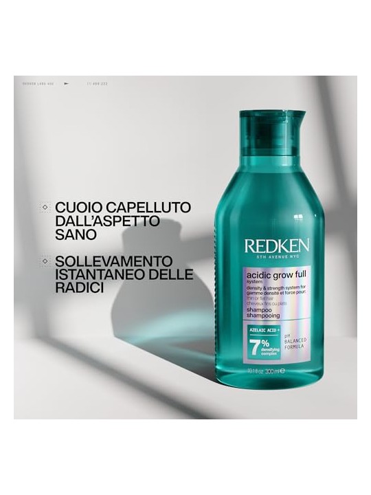 Redken Shampoo ACIDICgrOW FULL SYSTEM, sistema per dare densità e forza ai capelli fini o lisci 300ml unisex