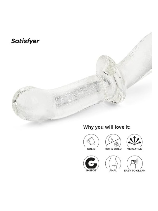 Satisfyer Doppio dildo in vetro di cristallo, dildo in vetro