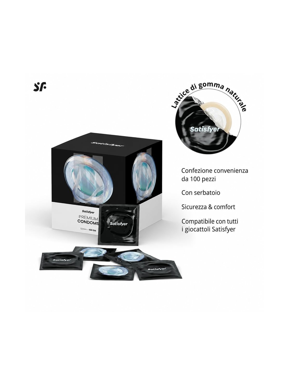 Satisfyer Preservativi preservativi 53mm 100 pezzi.