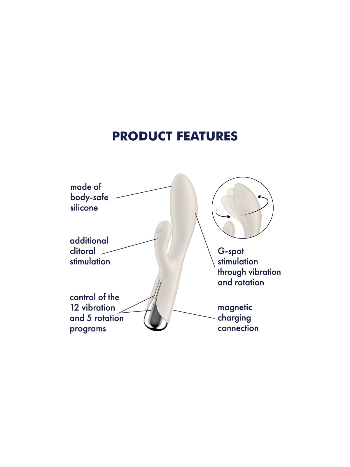 Satisfyer Vibratore Spinning Rabbit 1 per il punto G, beige