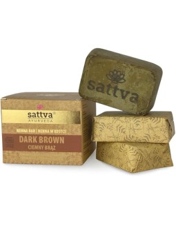 Sattva Barretta di henné ayurvedico con cubetti, marrone scuro, 3x80g